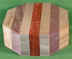 Bowl #410 - Mahogany, Purpleheart & Padauk Striped Segmented Bowl Blank ~ 6" x 2" ~ $24.99